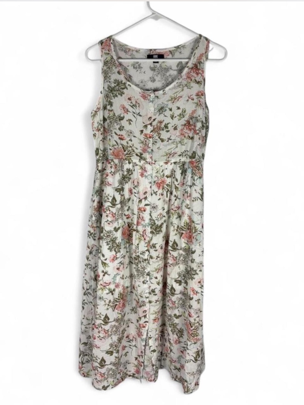 Frye romantic garden lined botanical floral Cottagecore prairie style slip midi